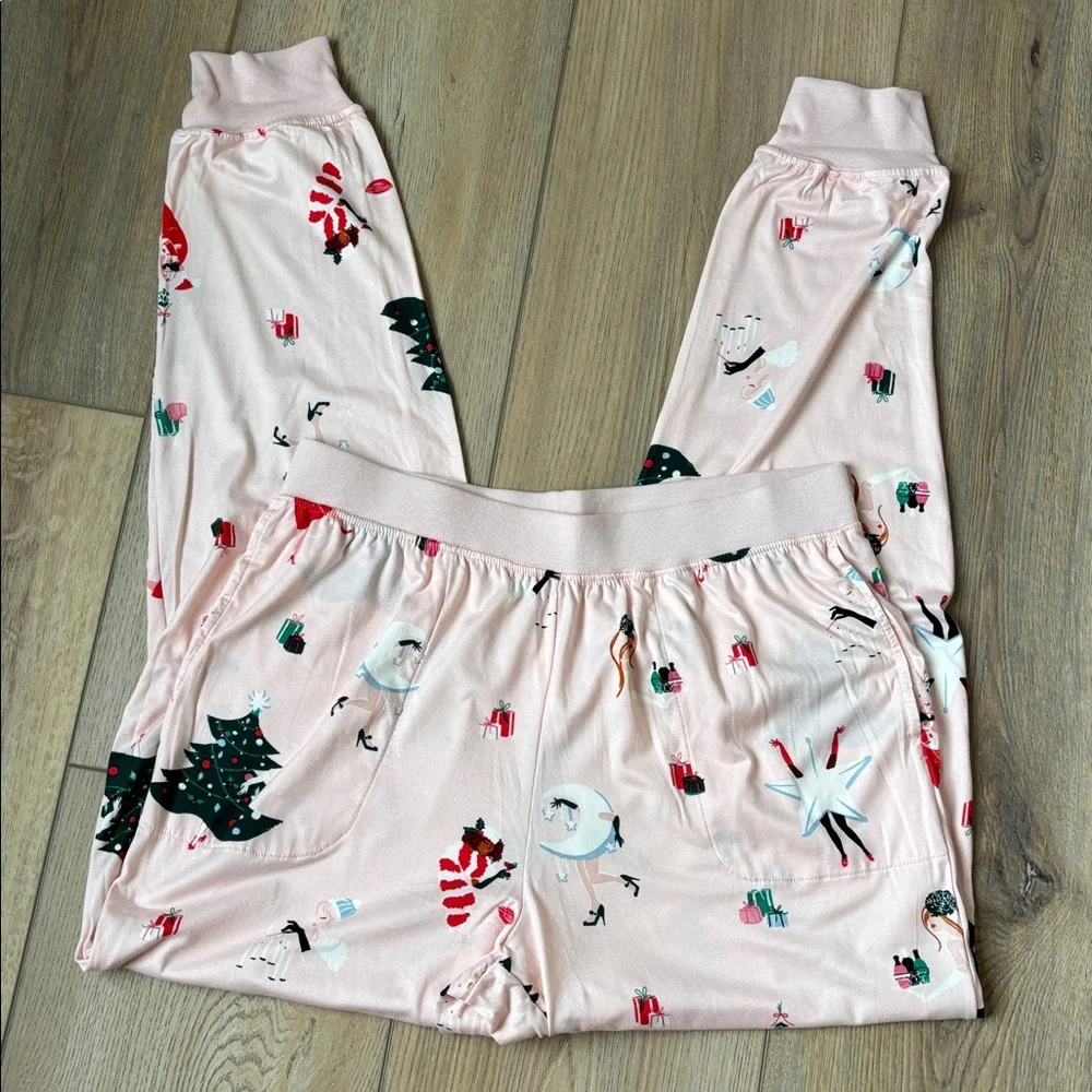 NWT Kate Spade Brushed Jersey Jogger PJ Set Size L Luxurious Lounge Whimsical